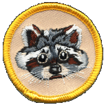 2 inch round embroidered WB patrol patch adorable Raccoon